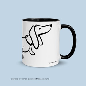 Gift for Doxie Lover- Drawing Smooth Dachshund Mug - Black and White Doxie Mug - Wiener Dog Mug - Smooth Dachshund Mug