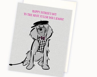 Cute Father's Day Card - Labradoodle Father's Day Card - Father's Day Card for Stylish Dad - Golden Doodle Card - Dad Card for Dog Lover