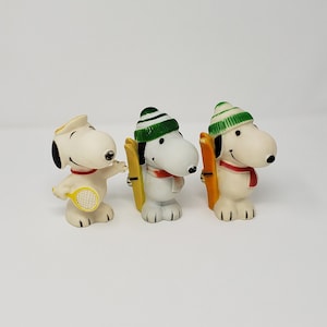 SNOOPY DOLL - Snoopy Tennis Ski - Squeaky Toy - Collectible Snoopy - Vintage Vinyl Snoopy - USA Sport Snoopy - Vintage home decor
