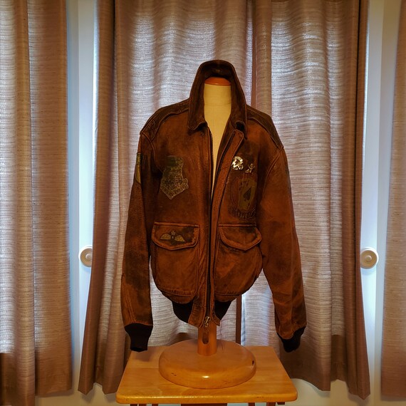 Rare Vintage AVIREX A-2 Flight Jacket - Old Leathe
