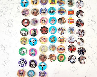 Lot Pogs toy, pog collection, hockey players, skull pogs, 1990s game, pog game, Slammers, car pog, unicorn pog, slammer pogs, milk caps