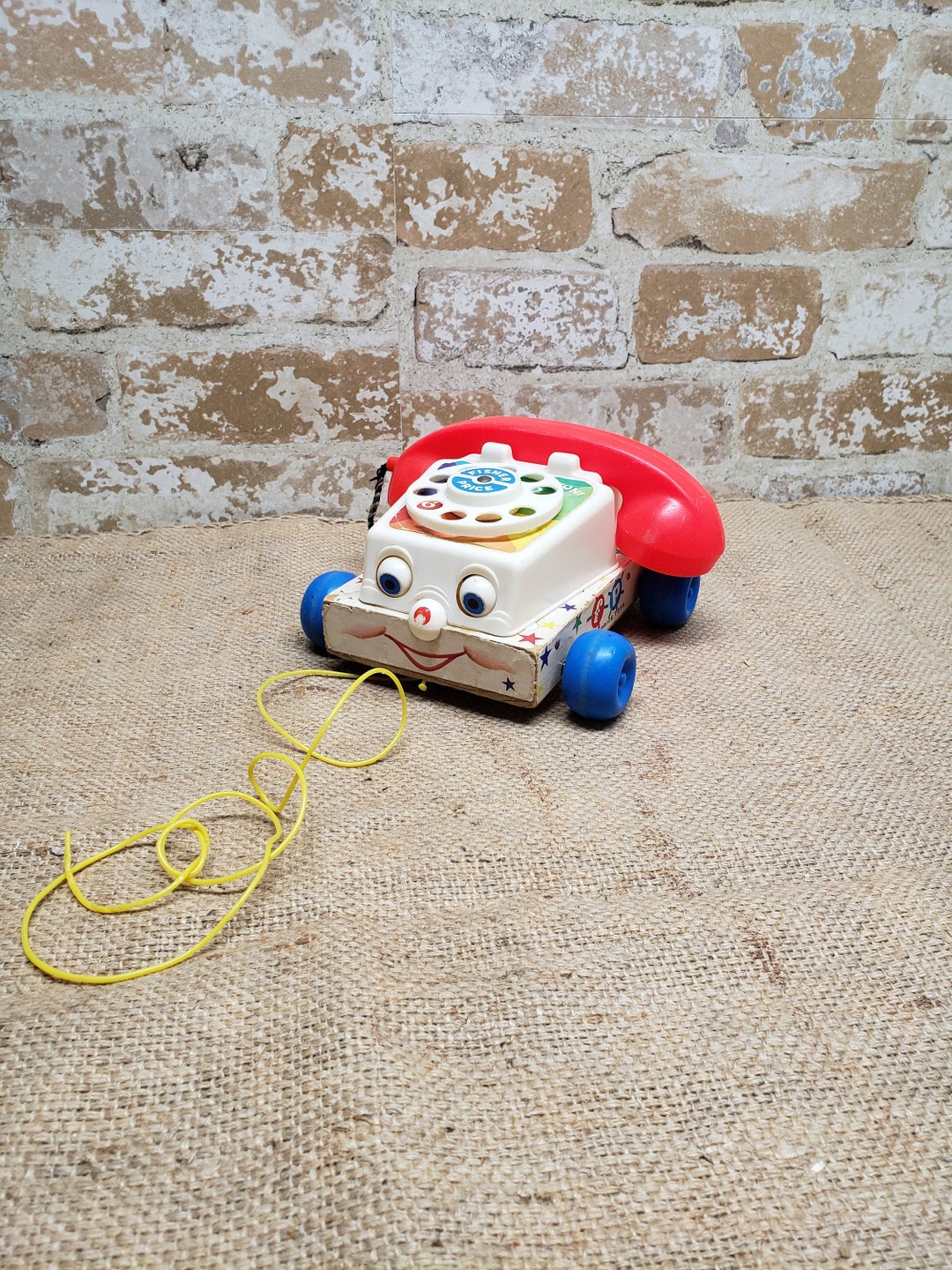 Vintage 1961 Fisher Price Chatter Phone #747 Telephone Pull Toy with Moving  Eyes
