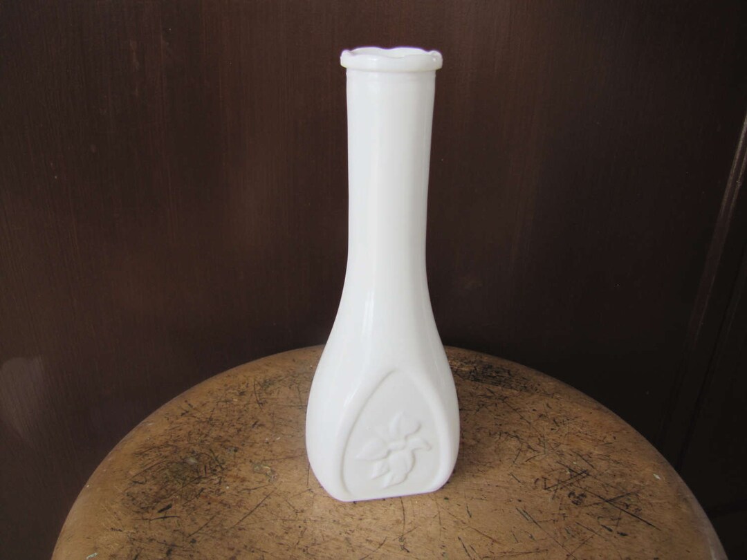 Tall Milk Glass Vase, Glass Vase, Vintage Milk Glass, Flower Vase