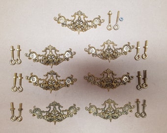 Poignées de tiroir en laiton vintage : écusson fleuri quincaillerie pour armoire