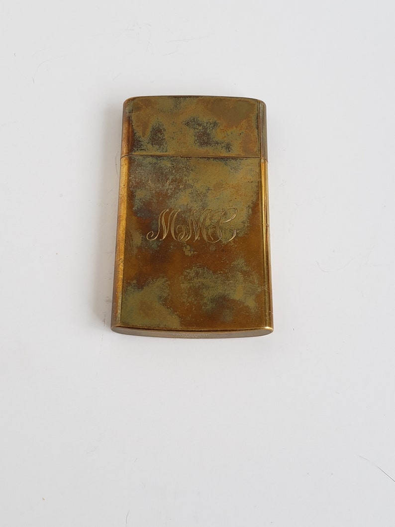 Vintage Chas T Kennedy Brass Cigarettes Case Business Cards image 0