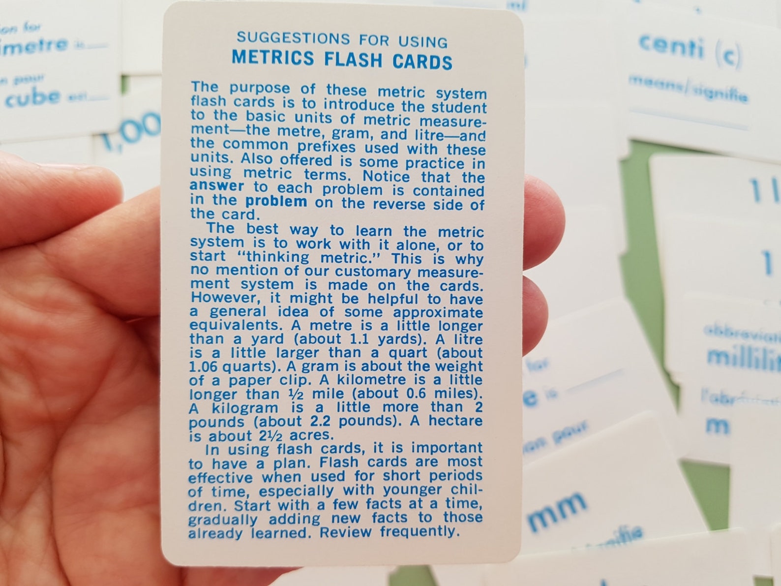 Flash Cards Metrics 45 Cards Metric Measurement Learning Etsy