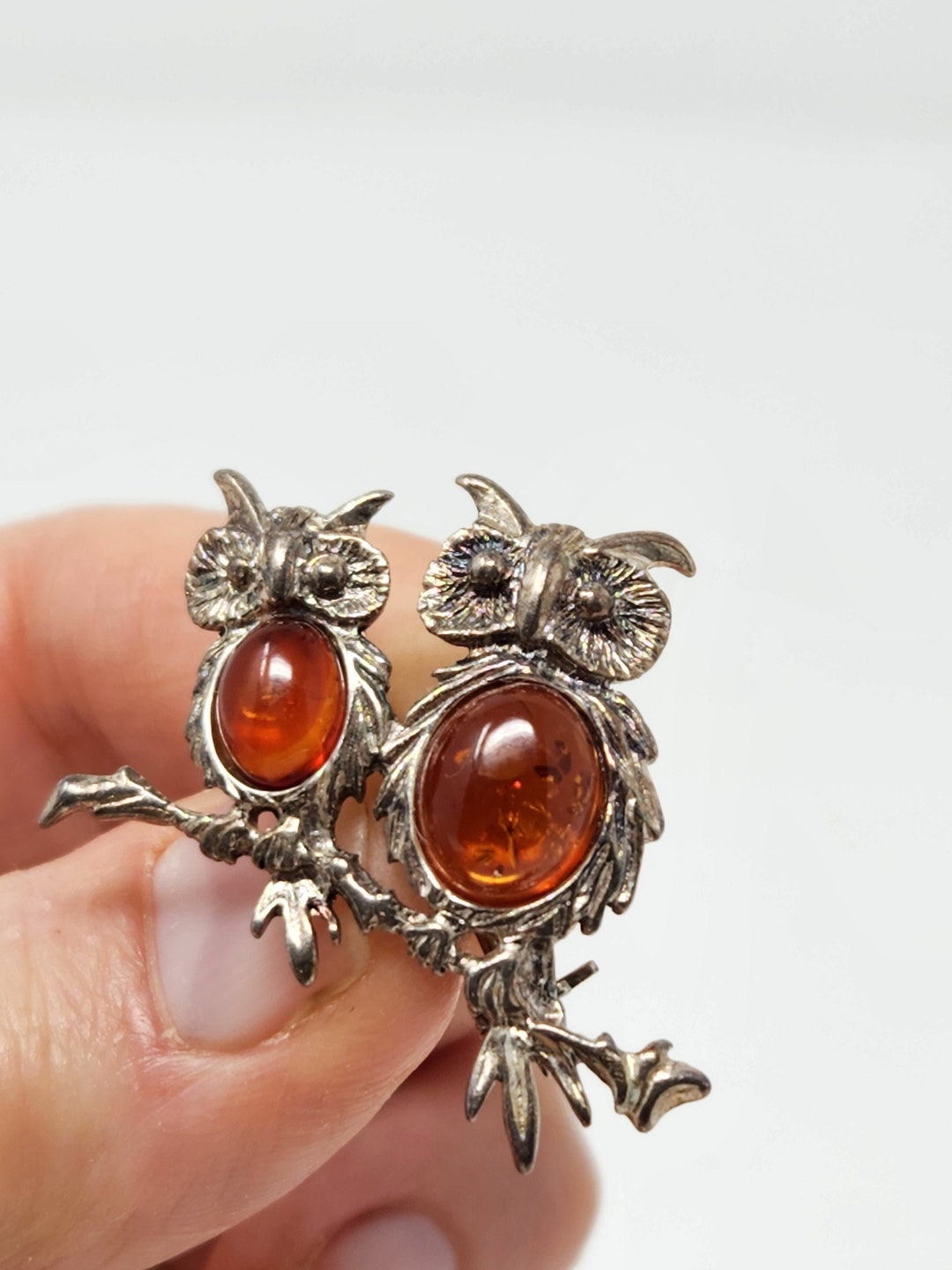 Vintage Owl Brooch, Jewelry Brooch, Mid Century Brooch, Owl on Branch