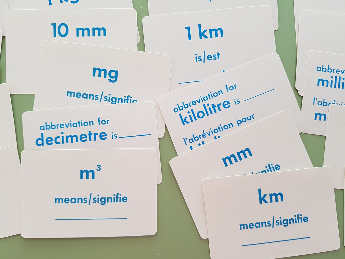 Flash Cards Metrics 45 Cards Metric Measurement Learning Etsy