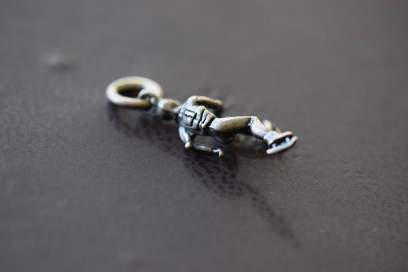 Figure Skating Pendant Male Ice Skater Vintage Free Shipping within the USA Winter Sports 925 Silver Craft Charm