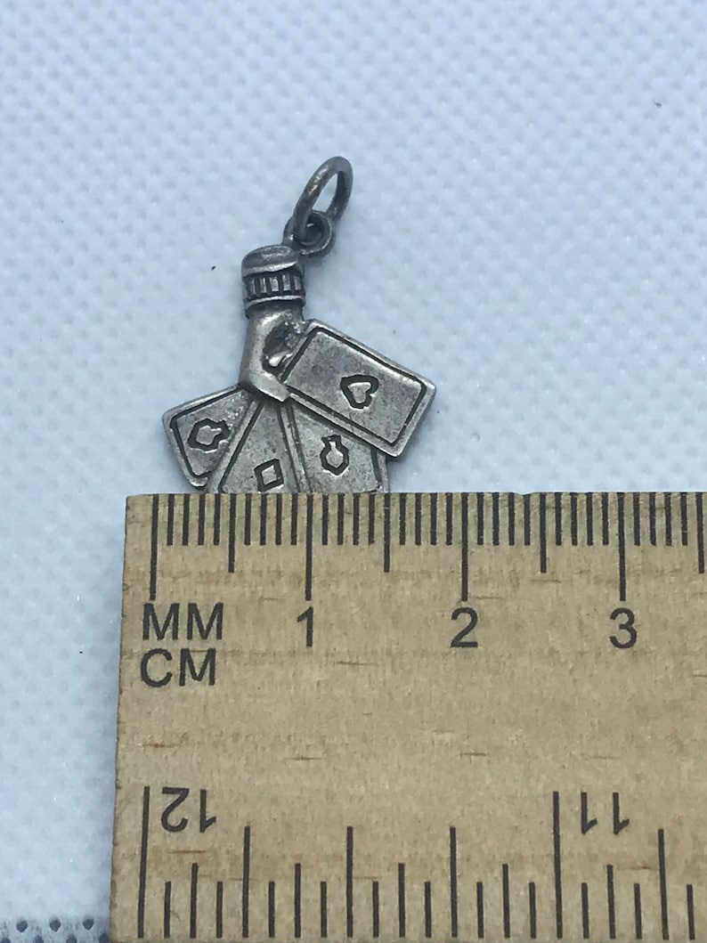 Sterling Silver Pendant Hand of Poker Craft Supplies M109 Vintage Charm Free Shipping within the USA