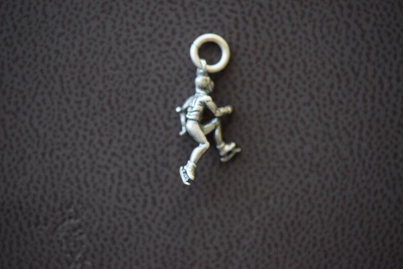 Figure Skating Pendant Male Ice Skater Vintage Free Shipping within the USA Winter Sports 925 Silver Craft Charm
