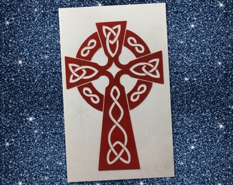 Celtic Cross Tall -> HIGHLY REFLECTIVE <- Durable Fire Helmet Sticker - Decal (window, tumbler, RTIC, Yeti)