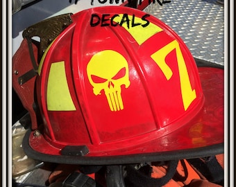 Skull -> HIGHLY REFLECTIVE <- Durable Fire Helmet Sticker - Decal (window, tumbler, RTIC, Yeti)
