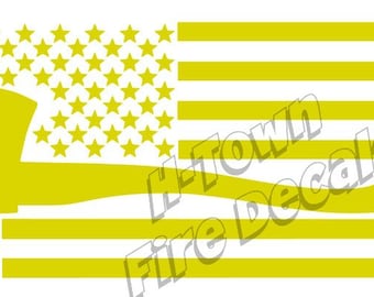 Fire Department American Flag -> HIGHLY REFLECTIVE <- Durable Fire Helmet Sticker - Decal (window, tumbler, RTIC, Yeti)