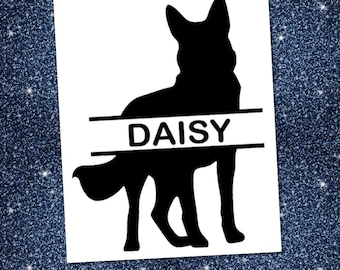 German Shepherd Name Monogram -> HIGHLY REFLECTIVE <- Durable Sticker - Decal (window, tumbler, RTIC, Yeti)