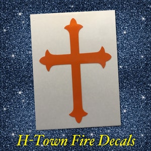 Cross -&gt; HIGHLY REFLECTIVE &lt;- Durable Fire Helmet Sticker - Decal (window, tumbler, RTIC, Yeti)