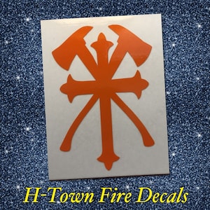 Cross & Axes -&gt; HIGHLY REFLECTIVE &lt;- Durable Fire Helmet Sticker - Decal (window, tumbler, RTIC, Yeti)