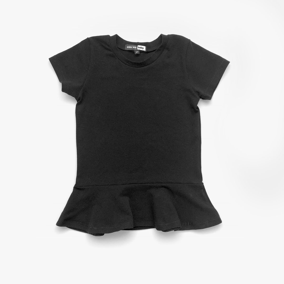 Black Peplum Top Black Top Girl Black Top Toddler Girl Etsy