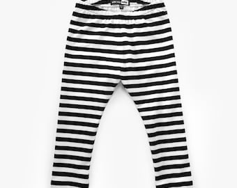 Half inch black and white stripe leggings, baby leggings, toddler leggings, toddler girl fashion, toddler clothes, stripes