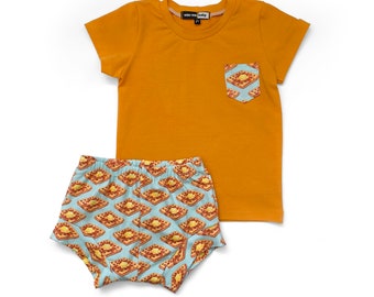 Waffle PJ set, waffle shorts, baby pajamas, baby shorties, toddler shorts, kid shorts, clothes set