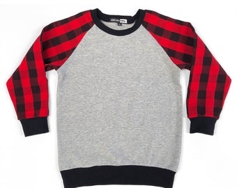 Baby boy shirt, Raglan Tee buffalo plaid shirt, baby shirt, boy shirt, baby shower gift, lumberjack shirt, plaid baby shirt, hipster baby