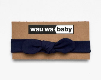 Navy Baby Top Knot Headband - baby headband, baby shower gift