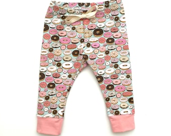 Baby & Toddler Small Donut cuff leggings, baby leggings, donut print, spoonflower, donuts, donut baby leggings