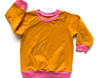 Raglan tee - Color block, baby girl raglan tee, toddler girl shirt, toddler fashion, pink baby shirt, golden baby shirt, baby clothes