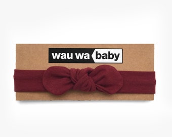 Burgundy Baby Top Knot Headband - baby headband, toddler headband, baby shower gift