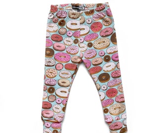 donut leggings, cuff legging, baby leggings, toddler leggings, donut print, spoonflower, donut, donut baby leggings, leggings, girl leggings