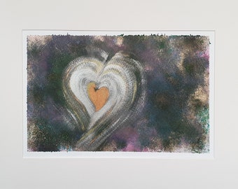 Abstract Original Artwork - Wall Art, Metallic Heart