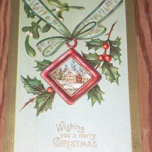 1910 Wishing you a Merry Christmas Embossed Gold Border Made in Germany No 262 Divided Back Vintage Post Card Postkarte Carte Postale