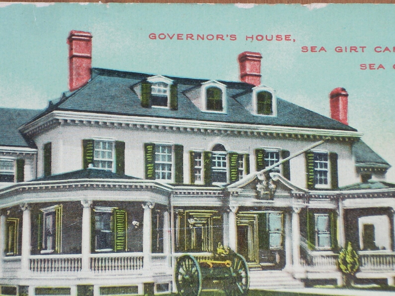 Vintage 1913 Post Card Governor's House Sea Girt Camp Sea Girt, N.J