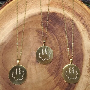 Gold Smiley Face Necklace / Stainless Steel Happy Face Necklace / Trippy Smiley Pendant / Emoji Charm Necklace / Hypoallergenic Jewelry
