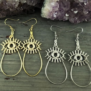 Teardrop Hoop Earrings / Evil Eye Dangle Earrings / Eye Earrings / Hoop Earrings / Eyelash Earrings / Eye Earrings / Evil Eye Jewelry