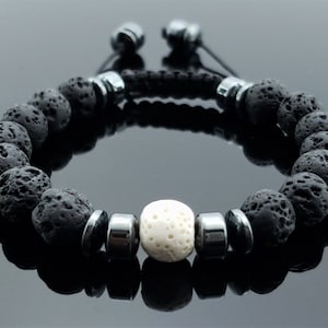 Lava & Hematite Bead Bracelet for Him / Black Lava Bead Bracelet / Mens Bead Bracelet / Jewelry / Diffuser Bead Bracelet / Mens Bracelet