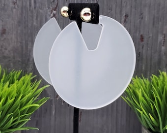 Pendientes llamativos de Lucite transparente: Pendientes grandes estilo años 70
