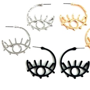 Evil Eye Hoop Earrings / Black Evil Eye Earrings / Evil Eye Dangle Earrings / Eye Earrings / Black Hoop Earrings / Eye Hoop Earrings / Hoops