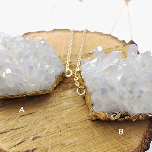 Raw Quartz Cluster Necklace / Gold Electroplated Natural Quartz Necklace / Rainbow Angel Aura Quartz Necklace / Necklace / Statement Jewelry