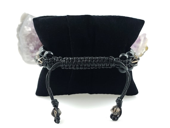 Three Row Shamballa Bracelet Mens Onyx Bracelet Triple Row