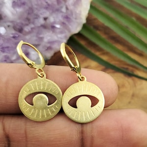 Coin Earrings / Evil Eye Dangle Earrings / Eye Earrings / Brass Earrings / Eye Earrings /  / Coin Earrings / Brass Jewelry