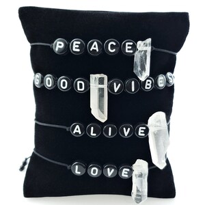 Affirmation Bead Bracelet / Mantra Bracelet / Yoga Bead Bracelet / Word Bead Bracelet / Personalized Bracelet / Quartz Bracelet
