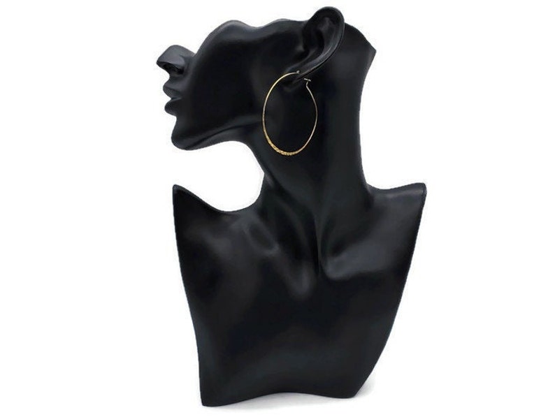 Hammered Brass Hoop Earrings / Hoop Earrings / Simple Earrings / Thin Hoop Earrings / Minimalistic Earrings / Large Hoop Earrings image 7