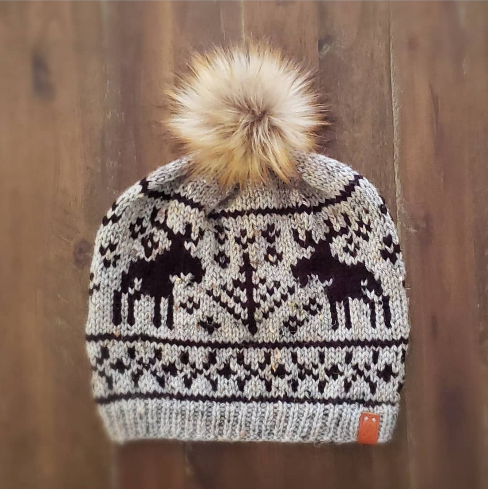 Hand Made Knit Moose Slouchy Hat Etsy