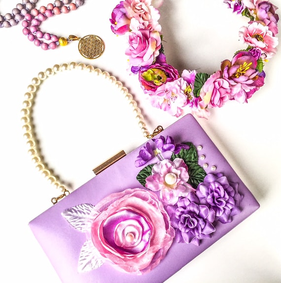 Blumentasche**LAVENDEL** Clutch Abendtasche Braut