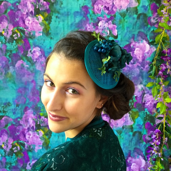 Fascinator Headpiece *ISIS* Kopfschmuck blau grün