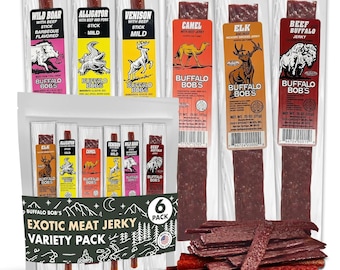 Exotic Meat Jerky Variety Pack, Wild Game Snacks, Buffalo Bob's
