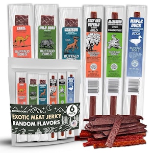 Exotic Meat Jerky Variety Pack, Wild Game Snacks, Buffalo Bob's Random Pack