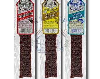 Alaskan Wild Game Jerky Strips - Elk, Reindeer, and Salmon