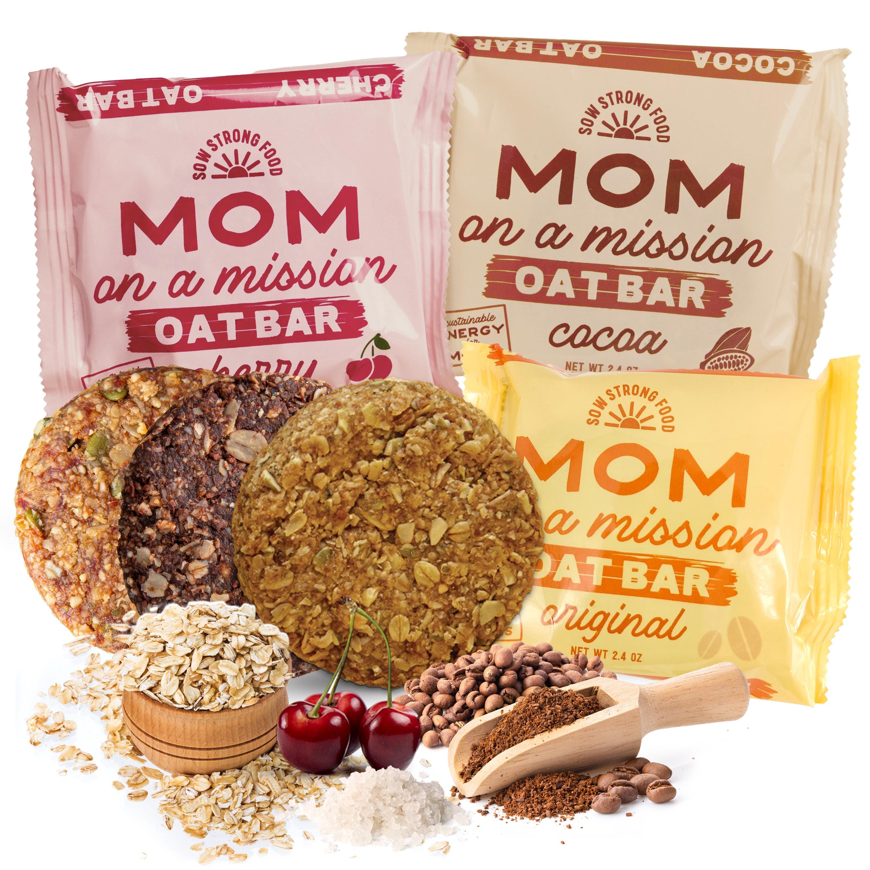 SOW STRONG FOOD Oat Bar, High Energy Bar, High Carb Snacks, Healthy Snacks, Mothers Cookies for Natural Energy and Focus, Vegan Snack Box